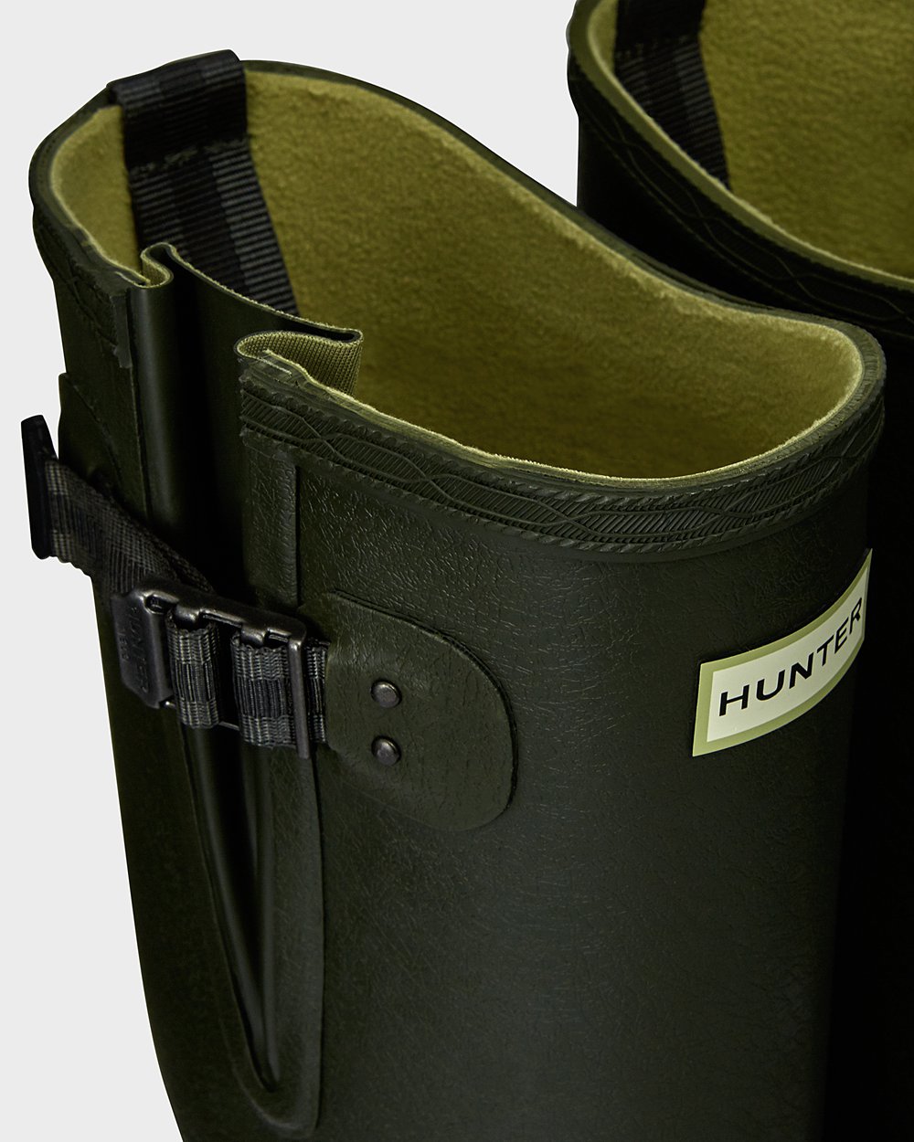 Mens Tall Rain Boots - Hunter Balmoral Bamboo Carbon (04DHZARGI) - Dark Olive